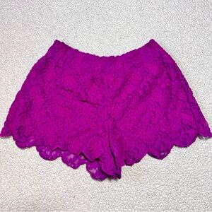Free People Fuchsia Purple Scalloped Floral Lace Lined Shorts Boho Dainty Sz XS